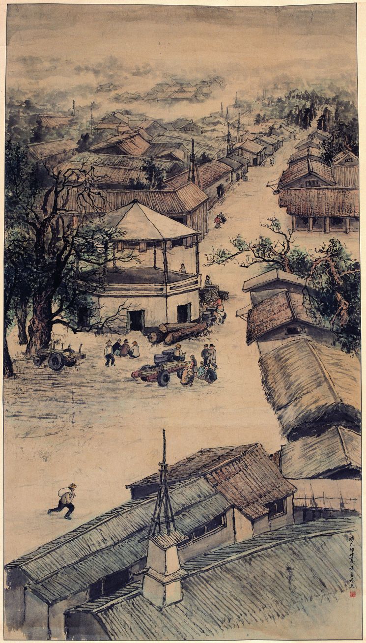 穀倉 80x140cm 1976 水墨設色